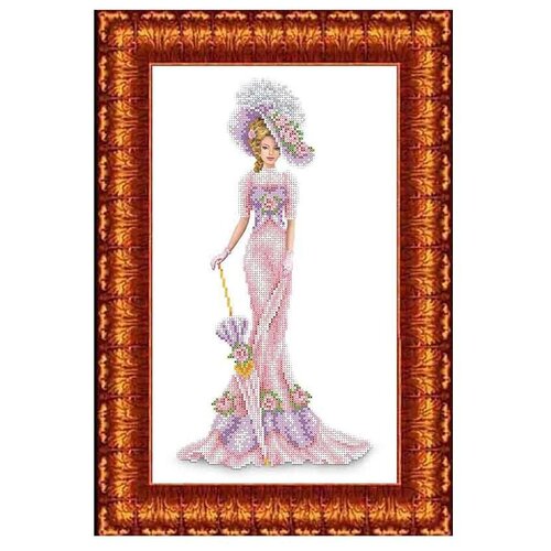 фото Набор для вышивания каролинка бисером дама в розовом 3014 237 х 39 см 1 шт.