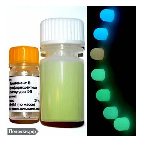 Ювелирная эпоксидная смола светящаяся в темноте SMOL12-FL318 голубой фосфоресцентный 12 г.