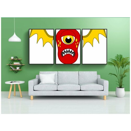 фото Набор модулных постеров для интерьера "летучая мышь, летающий, чудовище" 60x90 см. в тубусе, без рамки lotsprints