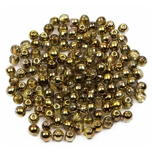 Стеклянные чешские бусины, круглые, Round Beads, 3 мм, цвет Crystal Sunny Magic Gold, 150 шт.