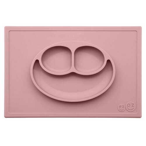 фото Тарелка с подставкой ezpz "happy mat", цвет нежно-розовый