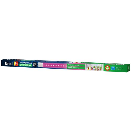 фото Лампа светодиодная led t8 9вт g13 220в 650к spsb (plp30wh) для растений. трубчат. прозр. фито uniel