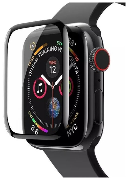 Защитное стекло для Apple Watch 44mm черное HOCO curved high-definition silk