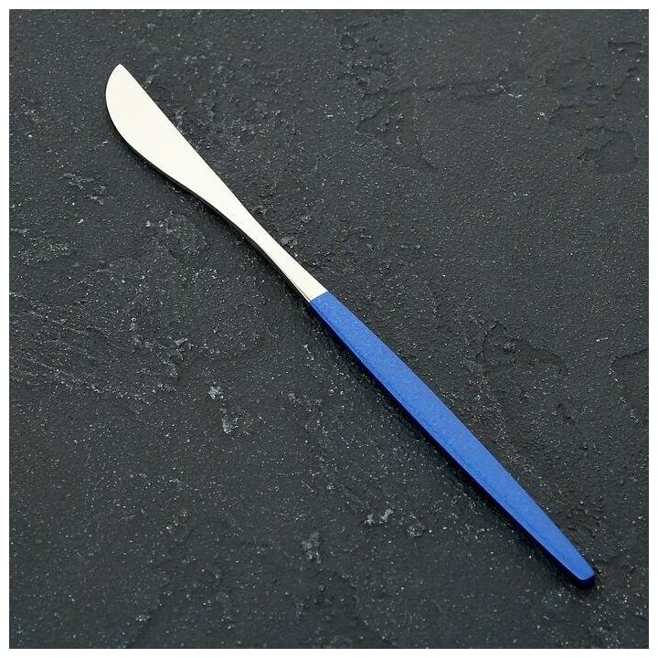 Нож столовый Magistro «Блинк», 22 см, цвет серебряный, синяя ручка, на подвесе - фотография № 2