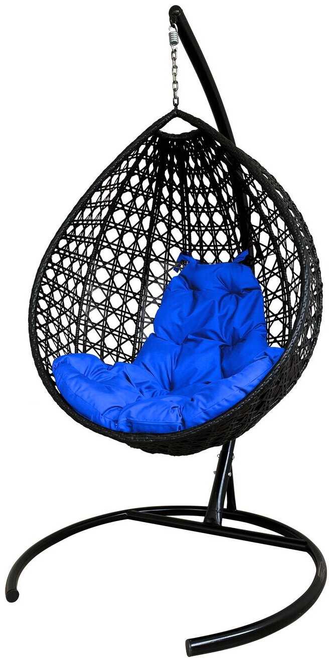 Подвесное кресло M-Group капля Люкс коричневое, синяя подушка - фотография № 7