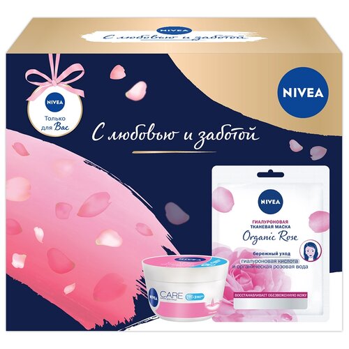 Подарочный набор Nivea ( маска для лица Organic Rose 1шт. + крем для лица Care 100мл)