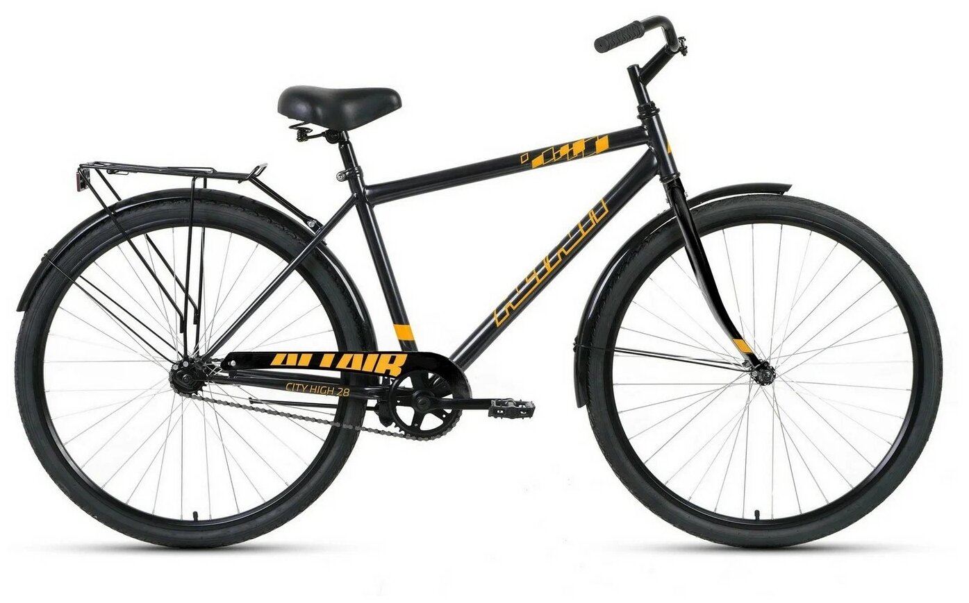 Велосипед ALTAIR CITY 28 high (28" 1 ск. рост. 19") 2022, темно-серый/оранжевый, RBK22AL28019
