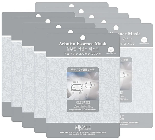 Тканевая маска с эффектом предупреждения новых пингментых пятен Mijin Arbutin Essence Mask, 10 шт