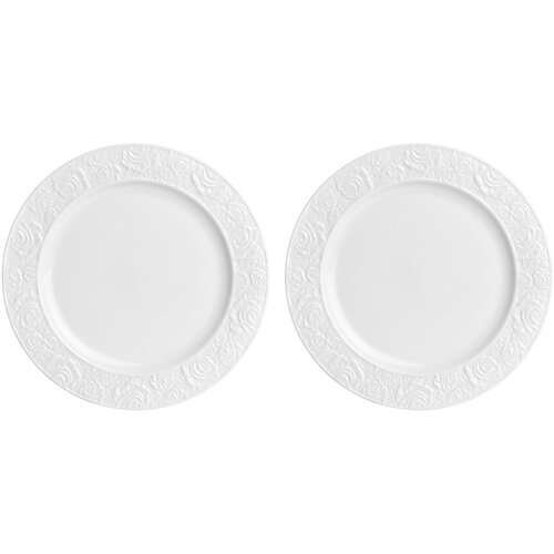 фото Набор тарелок столовых elan gallery "белые розы" 20,5см, 2 предмета