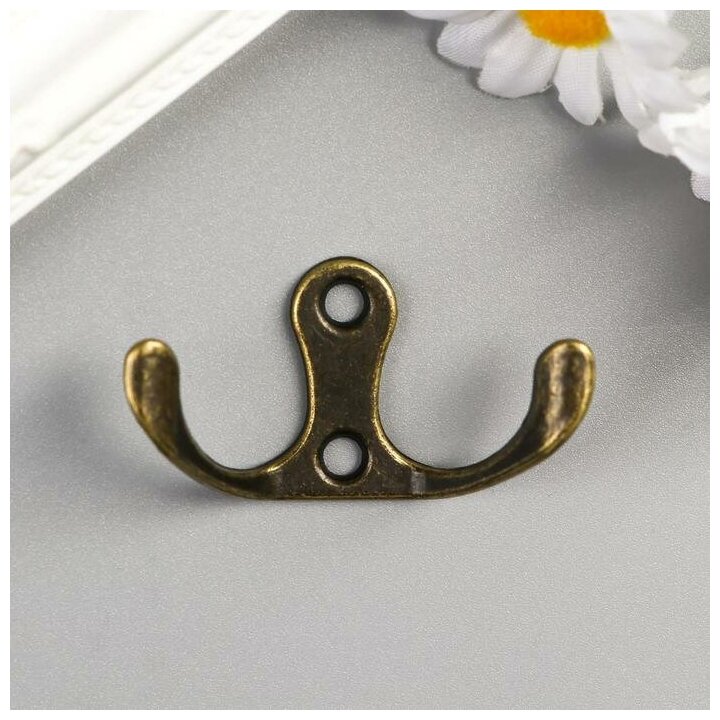 фото Крючок металл двойной (набор 4 шт) бронза 4,5х3 см