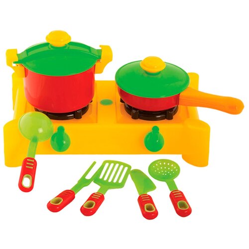 фото Кухня детская игровая kinder way детская посуда, тарелка детская, чайник детский, ложка детская, вилка детская, плита детская