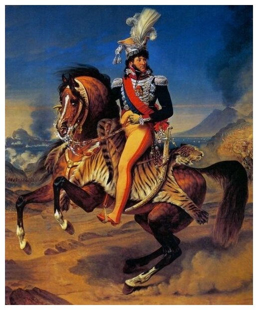 Репродукция на холсте Иоахим Мюрат, король Неаполя, конный портрет (Joachim Murat, king de Naples, equestrian portrait) Гро Антуан-Жан 30см. x 36см.