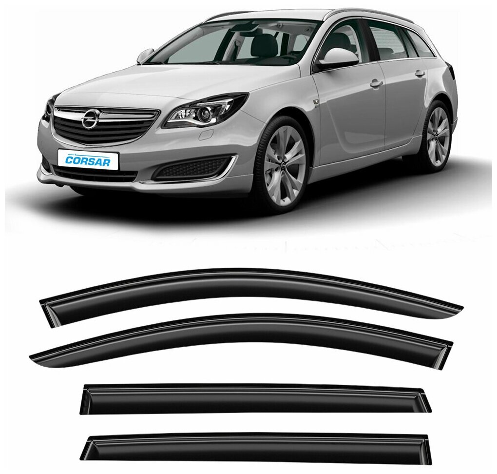 Дефлекторы на окна Voron Glass CORSAR Opel Insignia Sports Tourer 2008-н.в., комплект 4шт, - фото №17