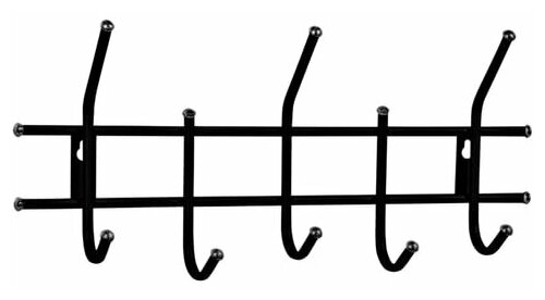 Вешалка настенная Стандарт 2/5 (в220*ш475*г95мм), 5 крючков, металл, черная, ш/к 30592