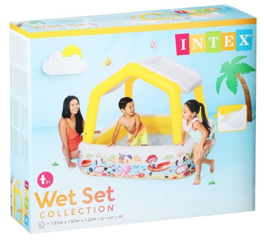 Надувной бассейн Intex детский, с навесом, "Sun Shade Pool", 158х122 см (int57470NP) - фотография № 5