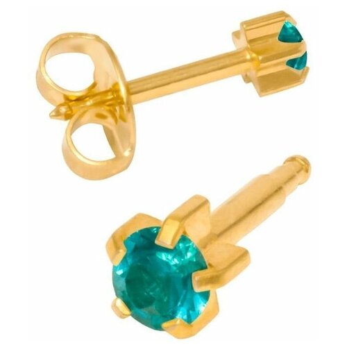 Серьги Studex, циркон, голубой