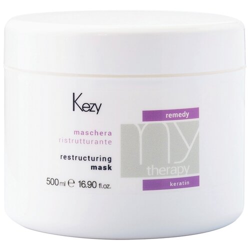 KEZY Mytherapy Restructuring Mask Маска для волос реструктурирующая с кератином, 1000 г, 500 мл, банка маска для волос профессиональная биорин pro restructuring keratin mask восстановление и питание масло ши кератин и гиалурон 500 мл