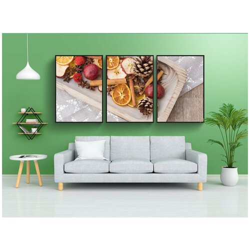 фото Набор модулных постеров для интерьера "рождество, адвент, апельсин" 60x90 см. в тубусе, без рамки lotsprints