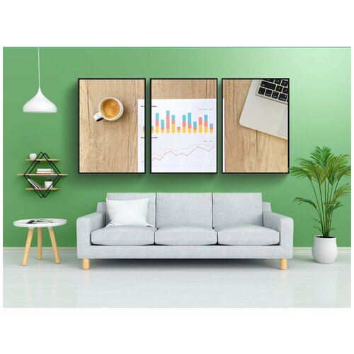 фото Набор модулных постеров для интерьера "диаграмма, график, финансы" 60x90 см. в тубусе, без рамки lotsprints
