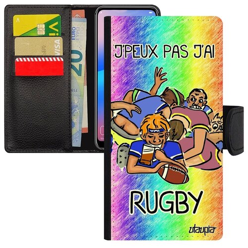 фото Стильный чехол книжка на смартфон // galaxy a40 // "не могу - у меня регби!" пародия повод, utaupia, цветной