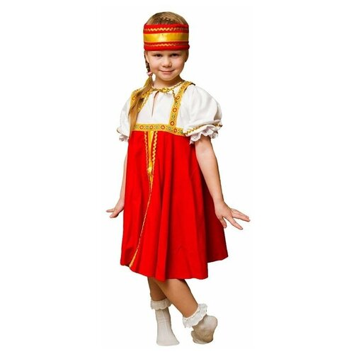 фото Карнавальный костюм "хоровод", рубаха, сарафан, повязка на голову, 3-5 лет, рост 104-116 2557453 бока