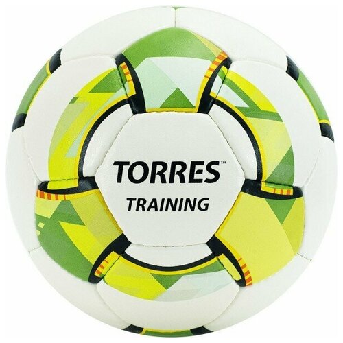 фото Мяч футбольный training, размер 4, 32 панели, pu, 4 подкладочных слоя, ручная сшивка, цвет белый/зелёный torres