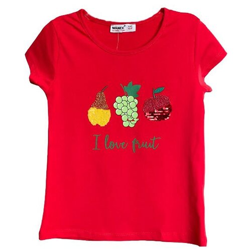 Футболка для девочек . Цвет красный. Размер 104.