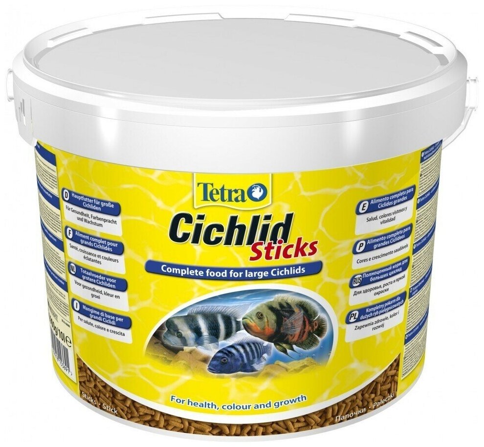 Корм Tetra 10л, Cichlid Sticks палочки для всех видов цихловых и крупных декоративных рыб - фотография № 1