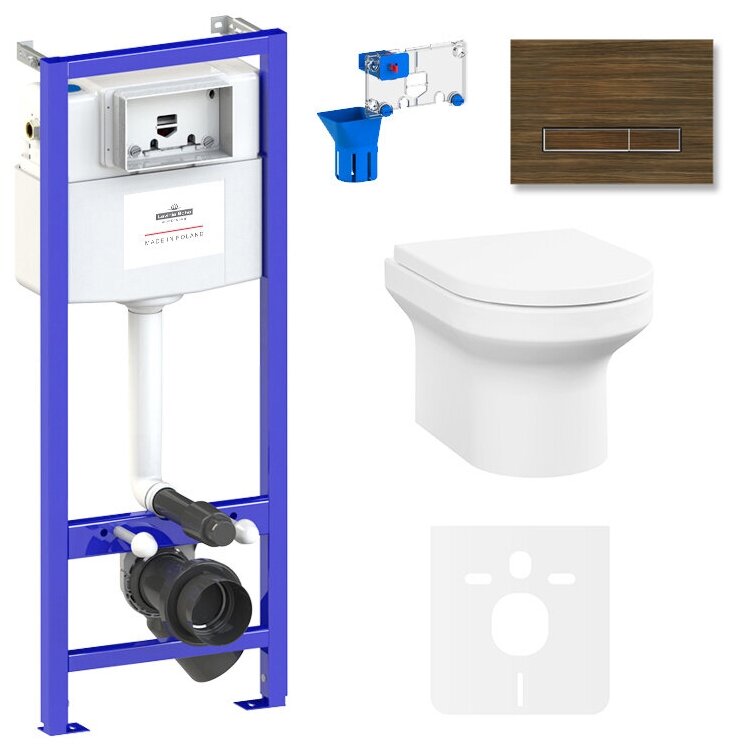 Комплект 7 в 1 Lavinia Boho Grance Hill Rimless 87561042, безободковый унитаз, сиденье микролифт, инсталляция, клавиша смыва, шумоизоляция, диспенсер