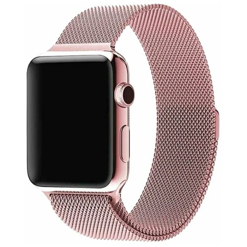 Ремешок магнитный Милан для Apple Watch 42 / 44 / 45 мм, для любой серии, цвет розовое золото металл