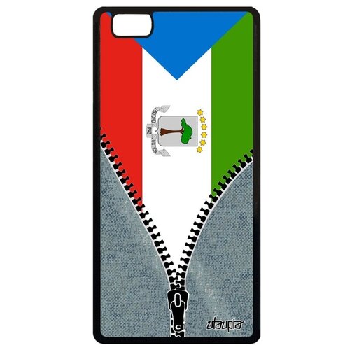 фото Противоударный чехол для мобильного // huawei p8 lite 2015 // "флаг гвинеи экваториальной на молнии" страна стиль, utaupia, серый