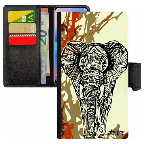 фото Чехол-книжка на мобильный xiaomi mi 8 lite, "слон" мудрый саванна utaupia