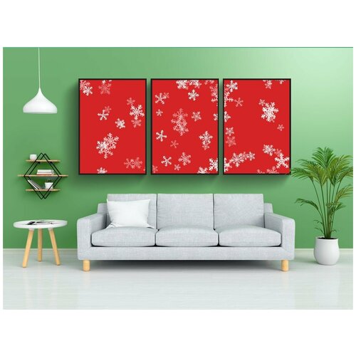 фото Набор модулных постеров для интерьера "шаблон, зима, рождество" 60x90 см. в тубусе, без рамки lotsprints