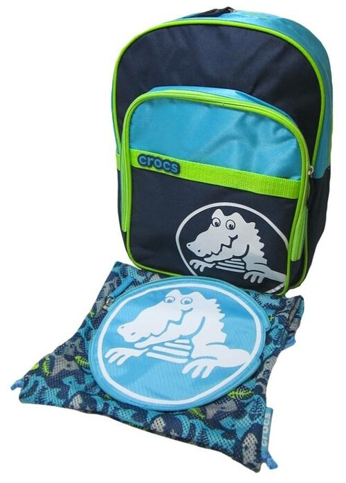 Рюкзак для школы + мешок для обуви Crocs 32656-4L0, 32652-41T, цвет темно-синий