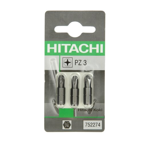 Бита HITACHI 752274, 3-25 мм Pozidrive (3 шт.)