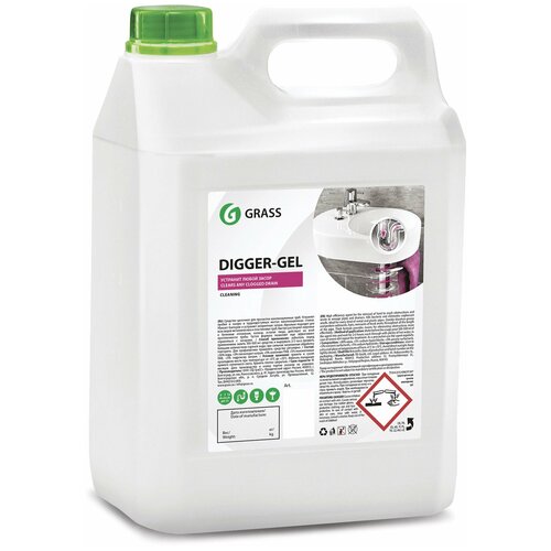Средство для прочистки канализационных труб 5,3 кг GRASS DIGGER-GEL, гель, щелочное, 125206