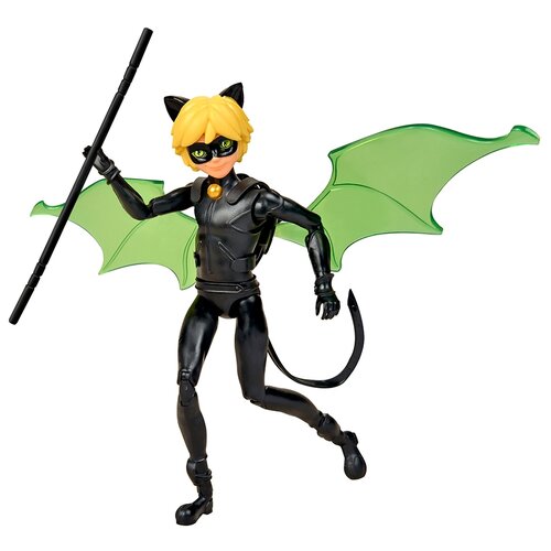 Кукла Playmates TOYS Miraculous Cat Noir With Battle Wings, 12 см, 50403 черный