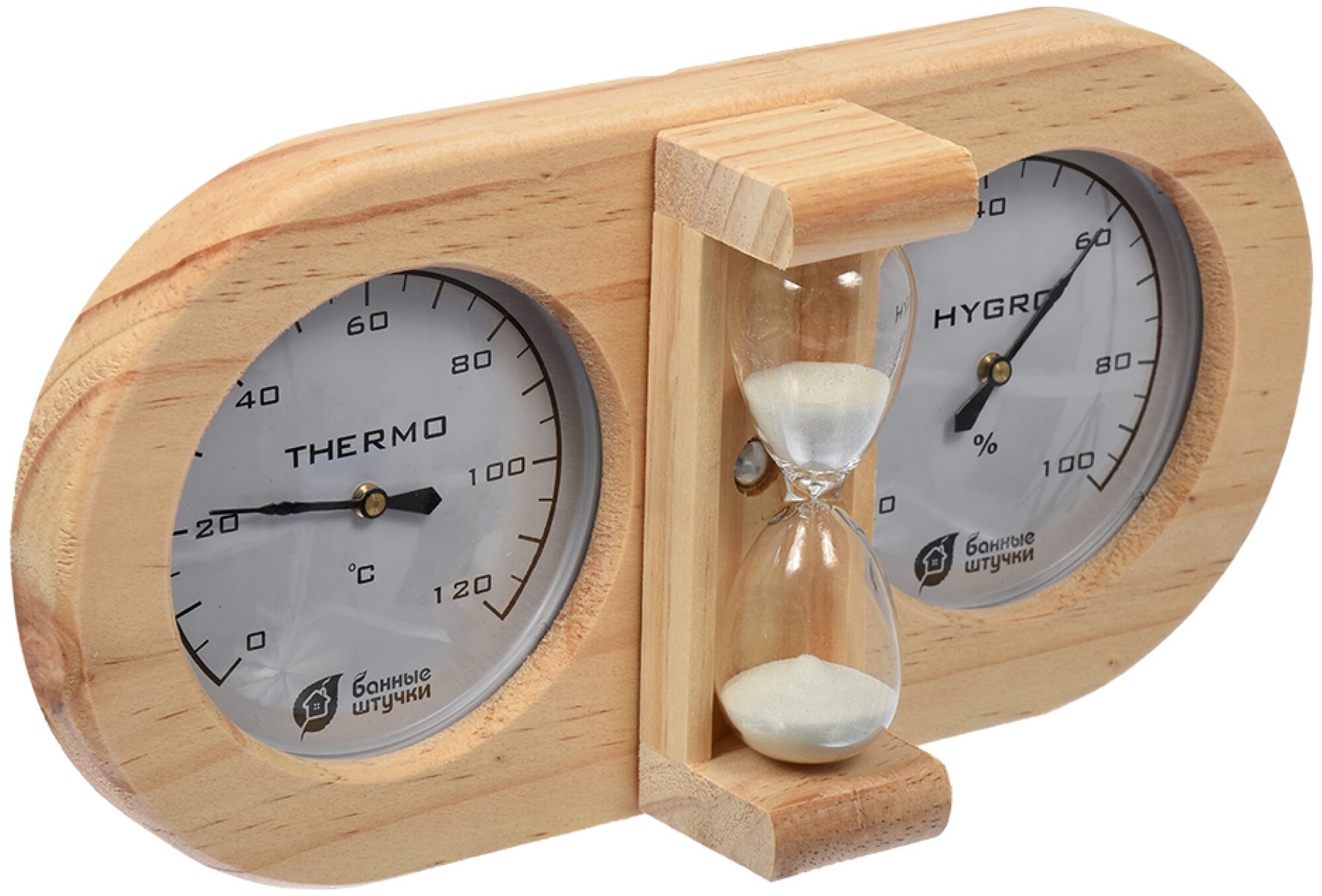 Термометр С гигрометром для бани "банная станция" С песочными часами (1/4) "банные штучки" 18028