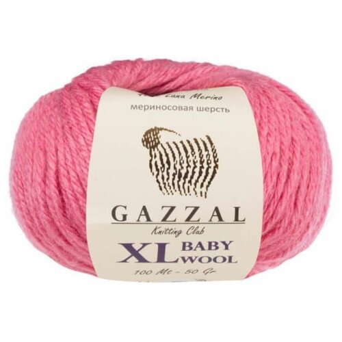 Пряжа Gazzal Baby Wool XL 1 мотокБеби Вул) - Цвет: Темно-розовый (831), 40% мериносовая шерсть, 20% кашемир, 40% акрил, 100м/50г