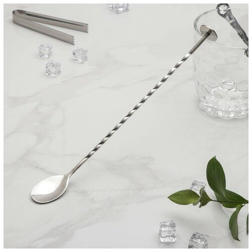 Ложка барная с мадлером из нержавеющей стали длина 32 см цвет серебряный 1139₽