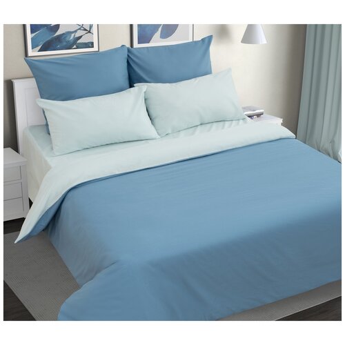 Комплект постельного белья Ившвейстандарт NUANCE PALETTE Sapphire, семейное, перкаль, голубой