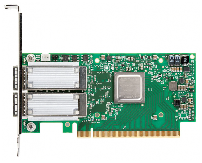 Mellanox MCX516A-CCAT ConnectX -5 EN network interface card, 100GbE dual-port QSFP28, PCIe3.0 x16, tall bracket, ROHS R6