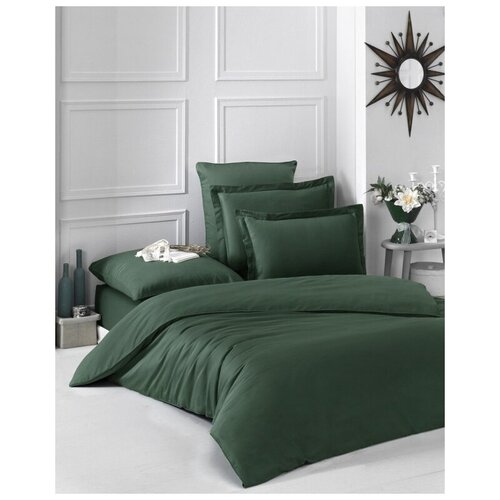 фото Комплект постельного белья евро loft (зеленый) материал: сатин однотонный karna
