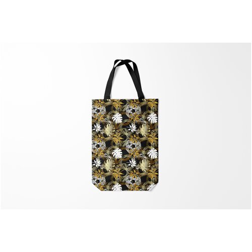 фото Сумка-шоппер / 31х42 см / популярные иллюстрации / листья листва и темное золото burnettie