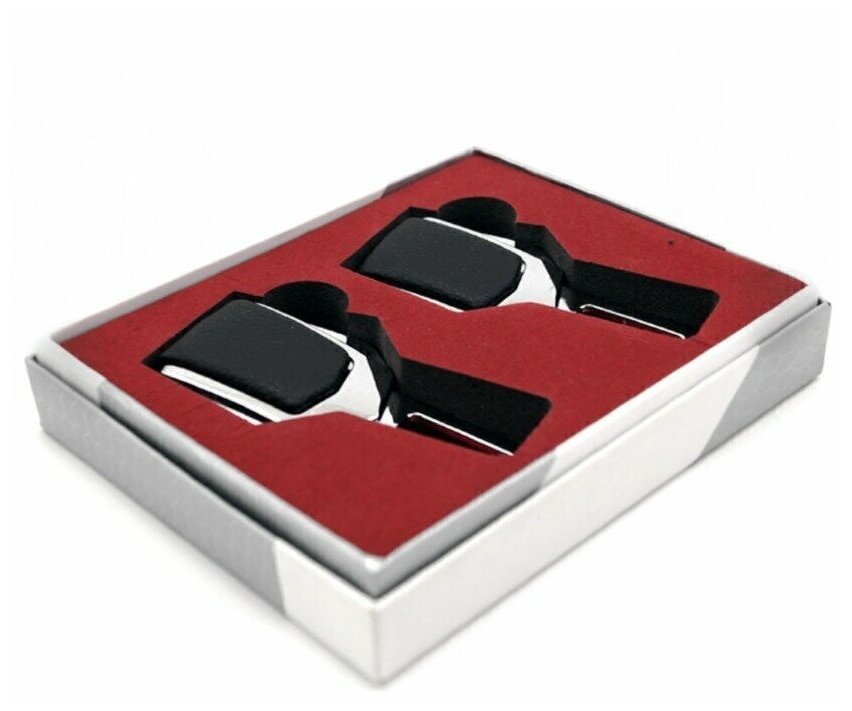 Заглушки ремней безопасности для "Kia" (Киа) Натуральная кожа и хромированный металл В подарочной упаковке комплект из 2 ук