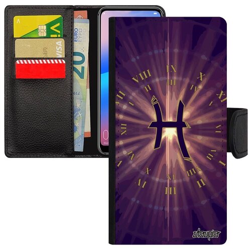 фото Простой чехол-книжка для мобильного // samsung galaxy a10 // "гороскоп рыбы" планета календарь, utaupia, фиолетовый