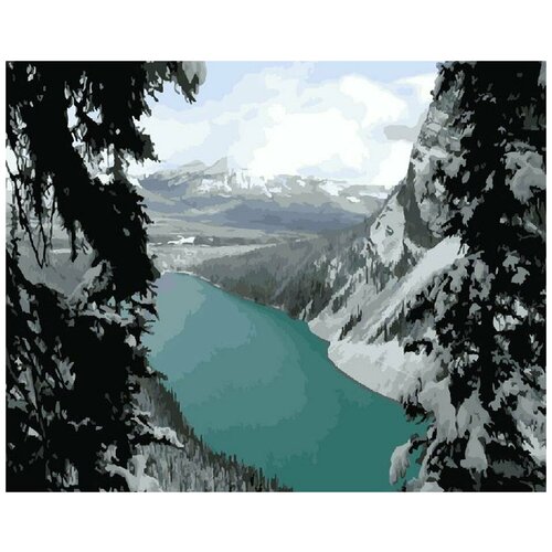 картина по номерам зеркальное озеро 40x50 см Картина по номерам Зимнее озеро, 40x50 см