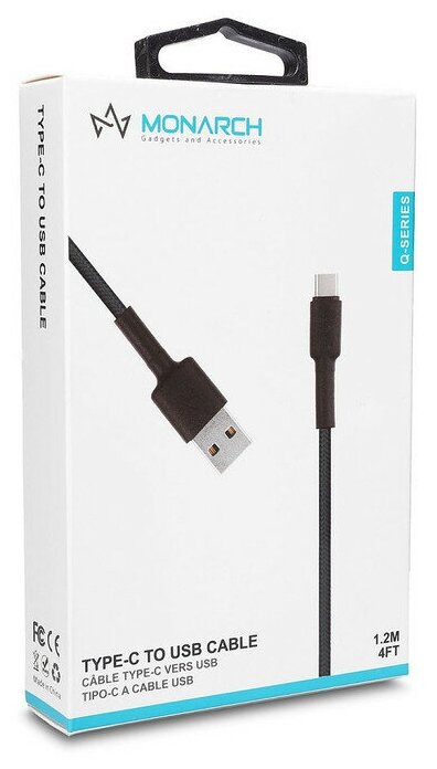 Кабель USB - lightning для зарядки iPhone, iPad, AirPods, iPod. Для подключения к ПК. 1,2 метра, Q серия (черный)