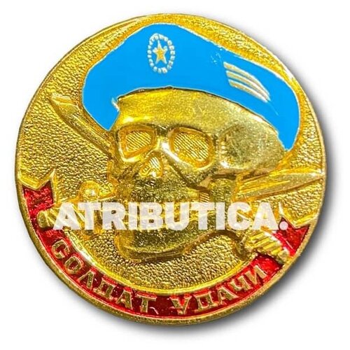 Знак Нагрудный Солдат Удачи ( Череп В Голубом Берете )