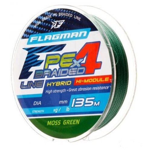 Шнур Flagman PE Hybrid F4 135m MossGreen 0,23mm. 11,4кг/25lb